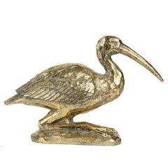 7.1x10.4x3" Kneeling Crane Figurine, Gold Finish