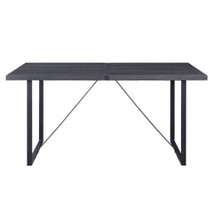 Grey Oak and Black Dining Table with Sled Base