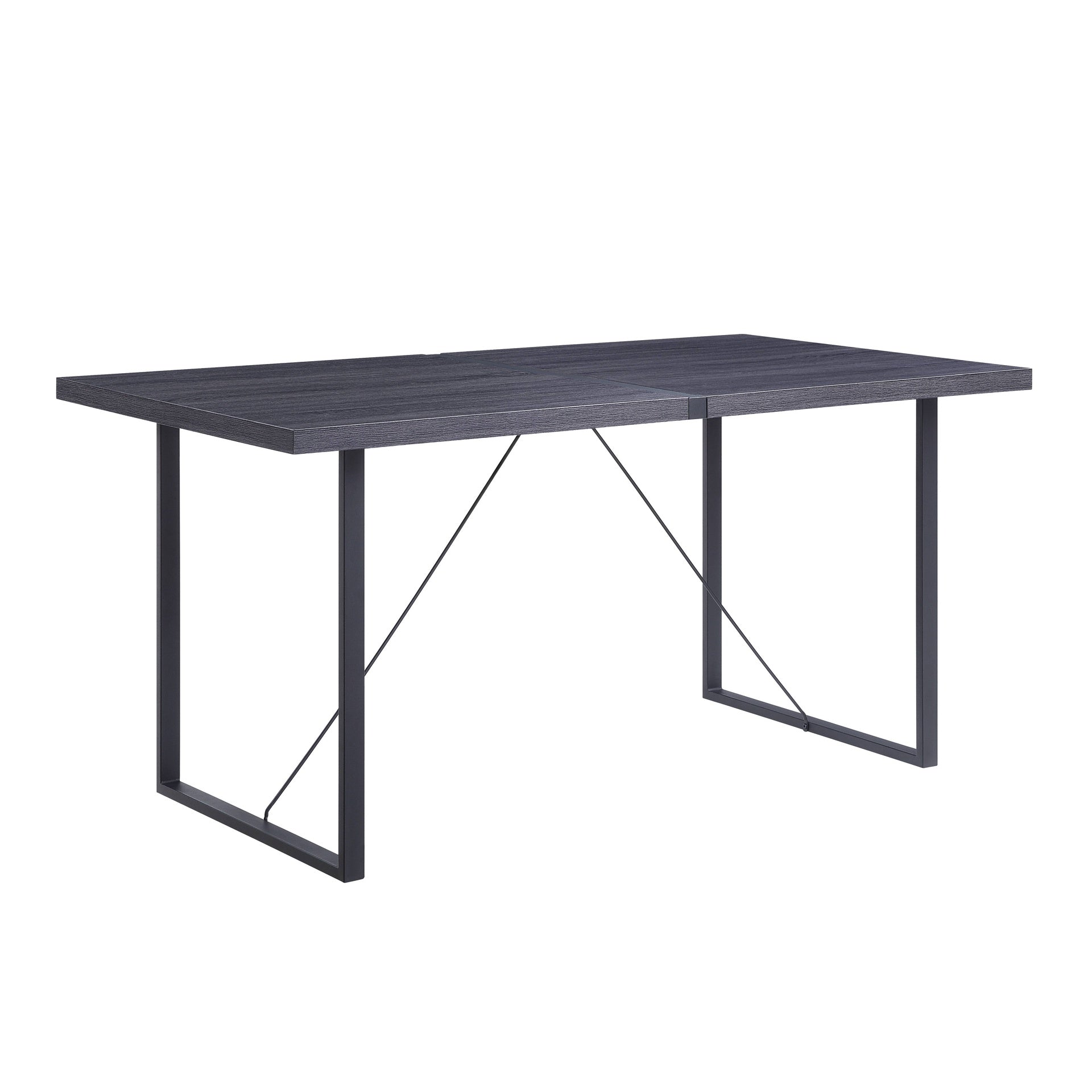 Grey Oak and Black Dining Table with Sled Base