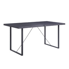 Grey Oak and Black Dining Table with Sled Base