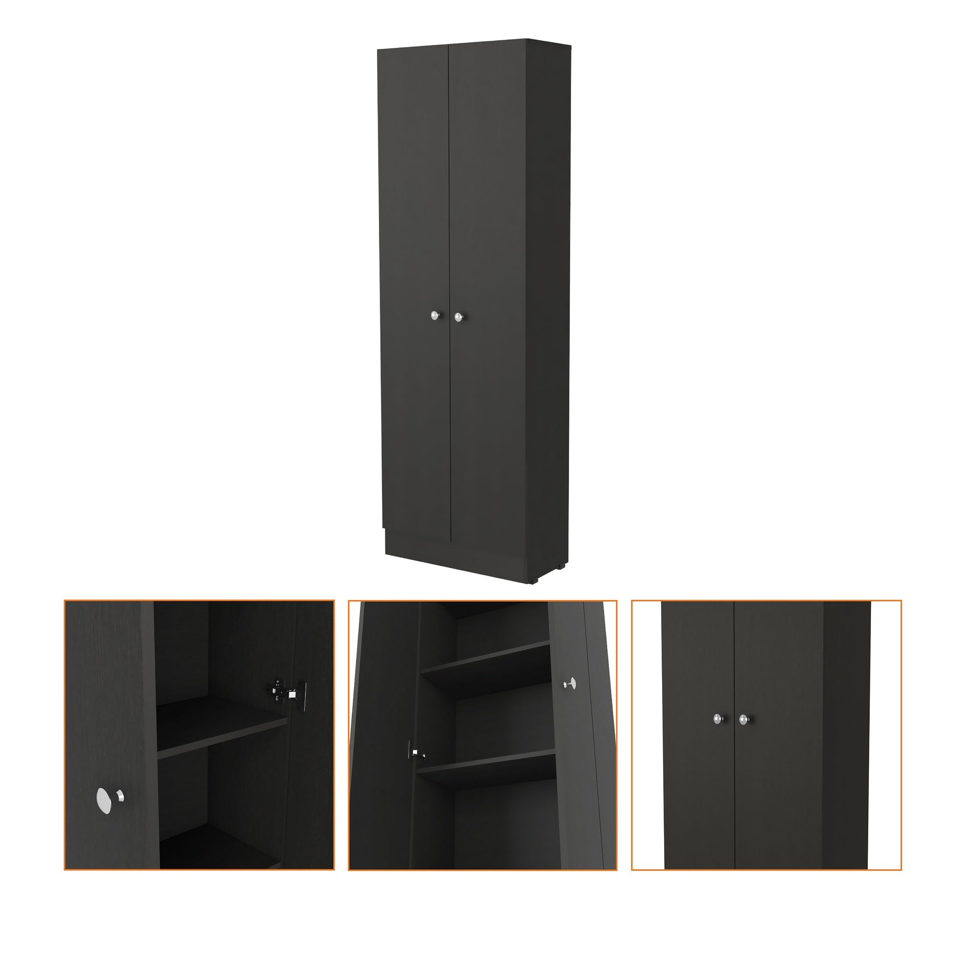 Rectangle 2-Door Storage Tall Cabinet Wenge