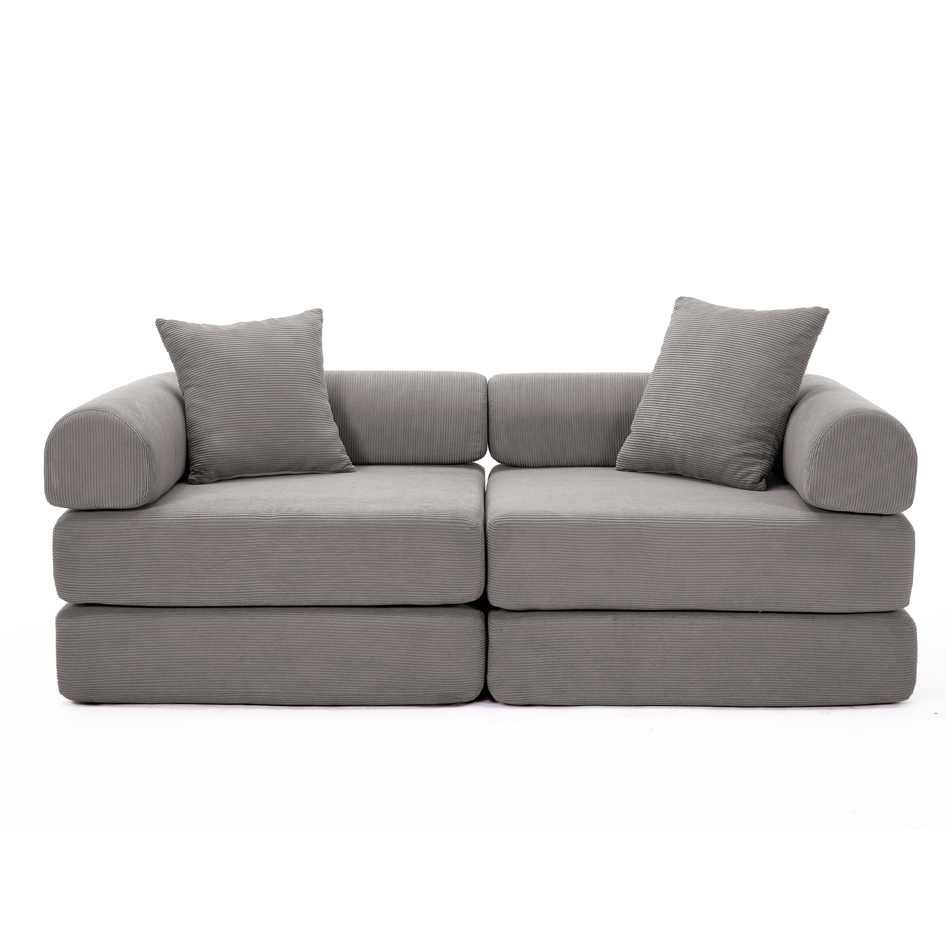 [NEW ARRIVED] [VIDEO PROVIDED]Modular  Sofa Bed for Apartment,Convertible Sofa Bed,Fixed-Shape Frame & Removable Armrests,Folding Mattress sofa for Small Spaces ,No Assembly ,Corduroy,Dark gray