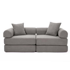 [NEW ARRIVED] [VIDEO PROVIDED]Modular  Sofa Bed for Apartment,Convertible Sofa Bed,Fixed-Shape Frame & Removable Armrests,Folding Mattress sofa for Small Spaces ,No Assembly ,Corduroy,Dark gray