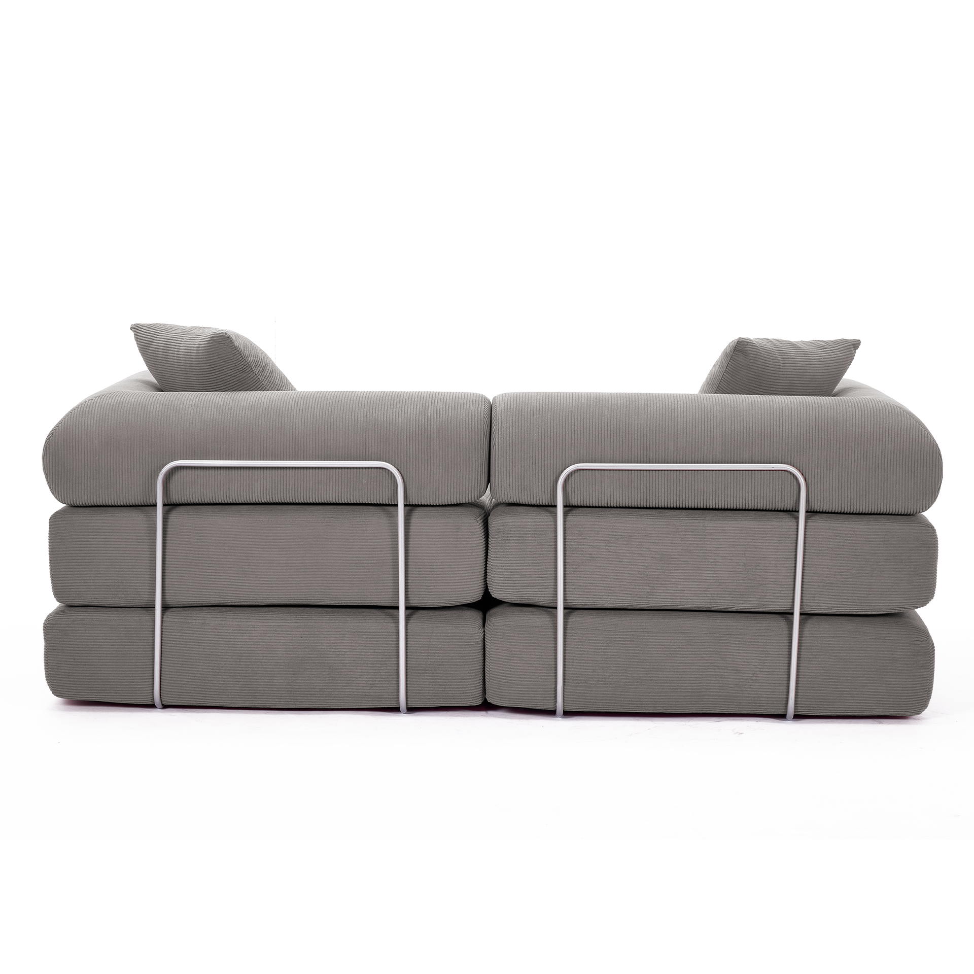 [NEW ARRIVED] [VIDEO PROVIDED]Modular  Sofa Bed for Apartment,Convertible Sofa Bed,Fixed-Shape Frame & Removable Armrests,Folding Mattress sofa for Small Spaces ,No Assembly ,Corduroy,Dark gray