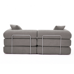 [NEW ARRIVED] [VIDEO PROVIDED]Modular  Sofa Bed for Apartment,Convertible Sofa Bed,Fixed-Shape Frame & Removable Armrests,Folding Mattress sofa for Small Spaces ,No Assembly ,Corduroy,Dark gray