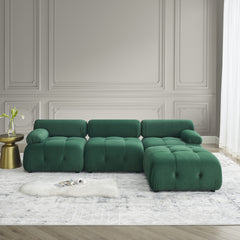 Modular Sectional Sofa, Button Tufted Designed and DIY Combination,L Shaped Couch with Reversible Ottoman, Green Velvet