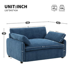 50*43" Oversized Chenille Single Sofa Chair, Wide and Deep Seat Accent Chair, Modern Upholstered Comfy Armchair, Couch Lounge with Pillows for Living Room&Apartment