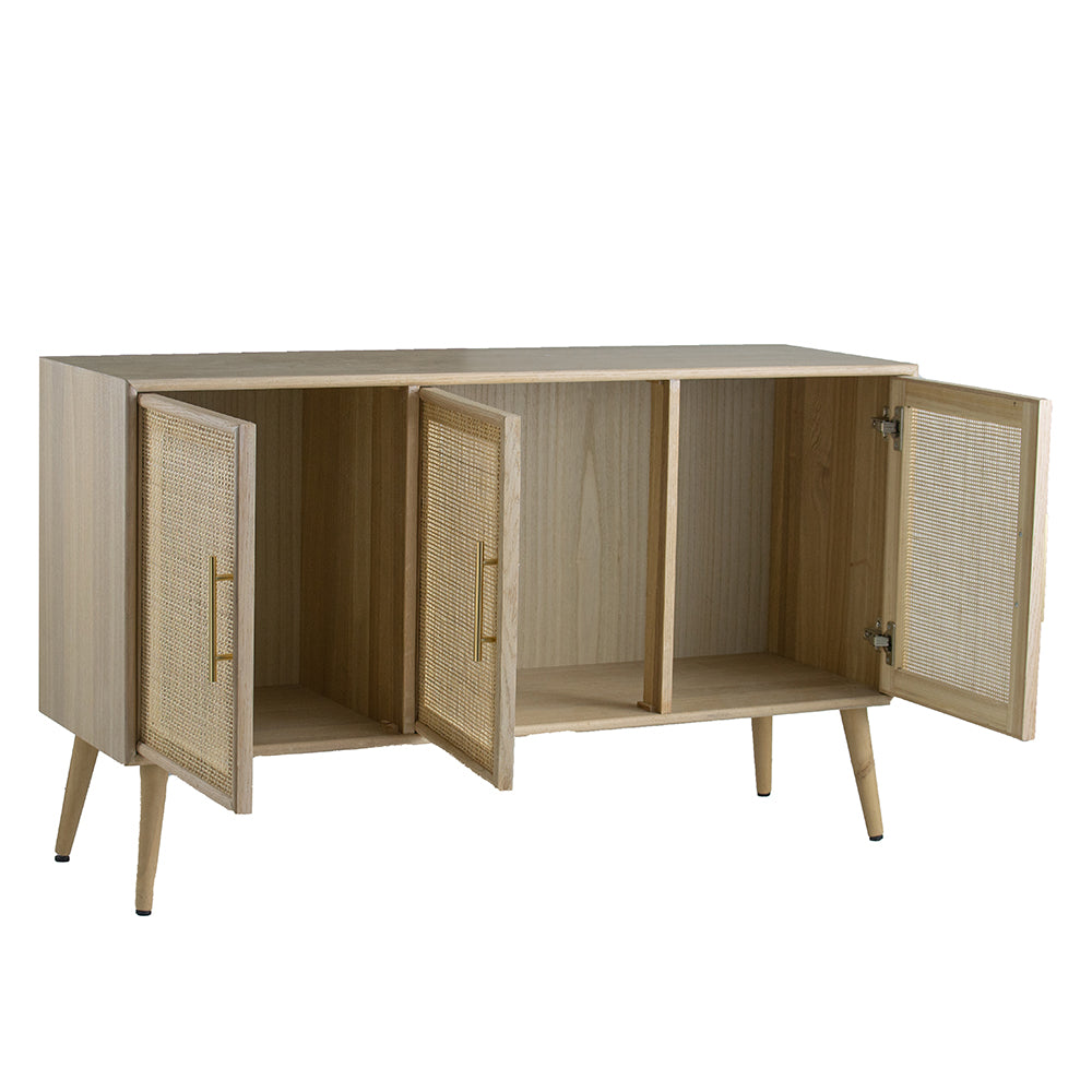 47.2x15.2x30.7" Brown Wooden Accent TV Cabinet with Three Doors