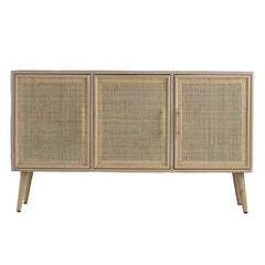 47.2x15.2x30.7" Brown Wooden Accent TV Cabinet with Three Doors