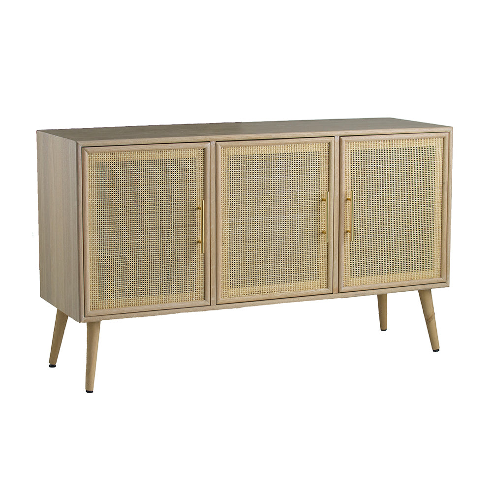 47.2x15.2x30.7" Brown Wooden Accent TV Cabinet with Three Doors