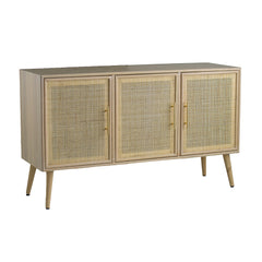 47.2x15.2x30.7" Brown Wooden Accent TV Cabinet with Three Doors