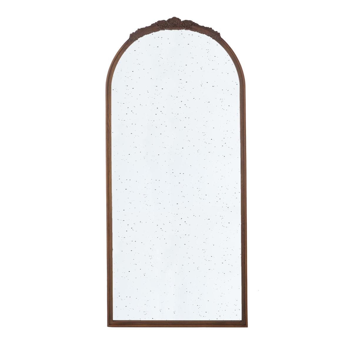 30" x 65"  Hand Carved Rose Antique Mirror Frame, Large Arch Mirror Wall Decor for Living Room, Bathroom, Entryway(Brown)