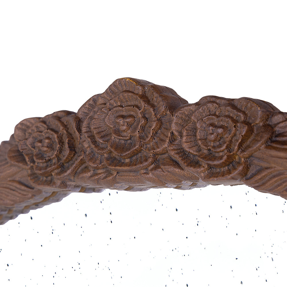 30" x 65"  Hand Carved Rose Antique Mirror Frame, Large Arch Mirror Wall Decor for Living Room, Bathroom, Entryway(Brown)