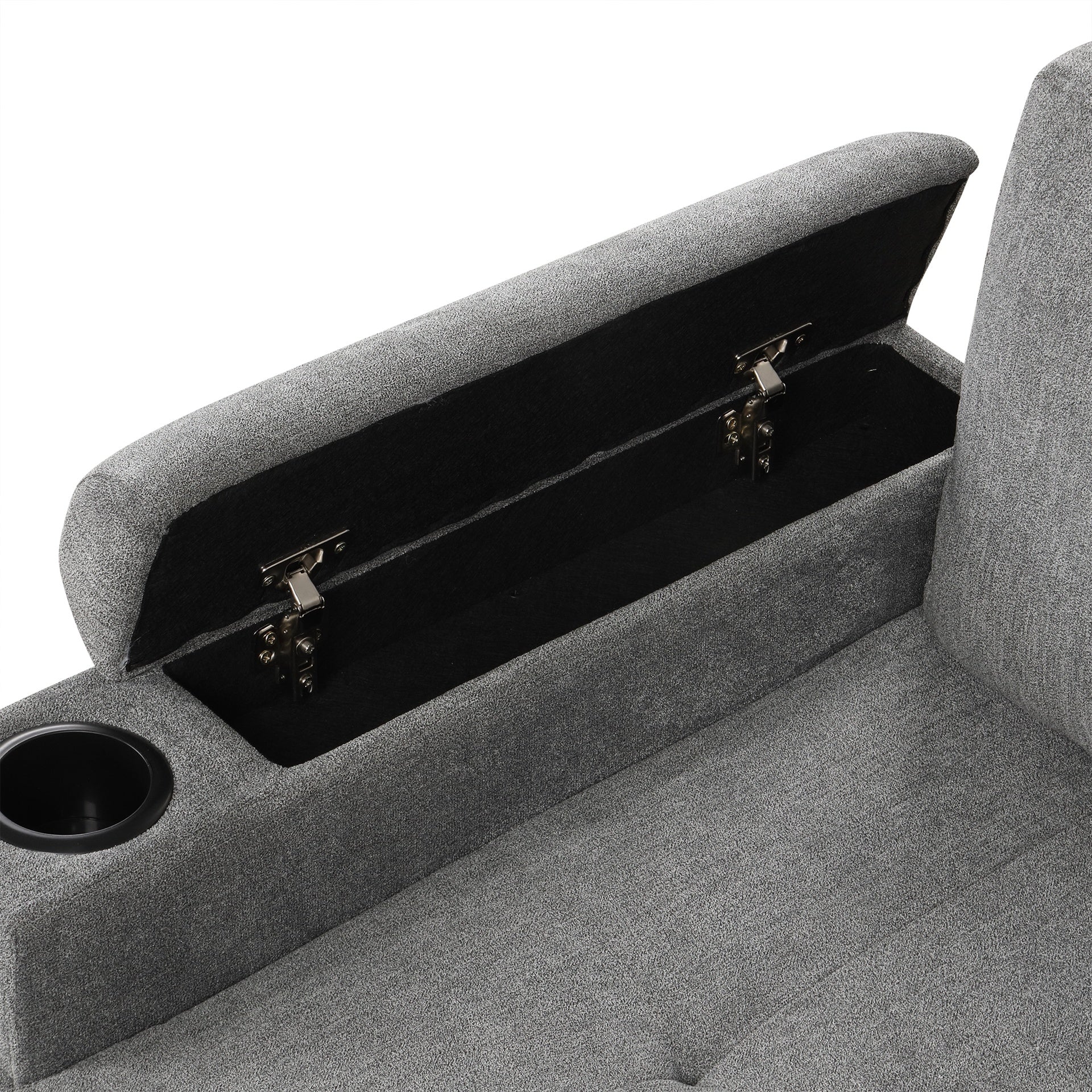 83.5" L-shaped Sofa Couch Convertible Sofa Bed Sectional Sofa with Ample Storage Space, Two Cup Holders and Two USB Ports for Living Room, Gray