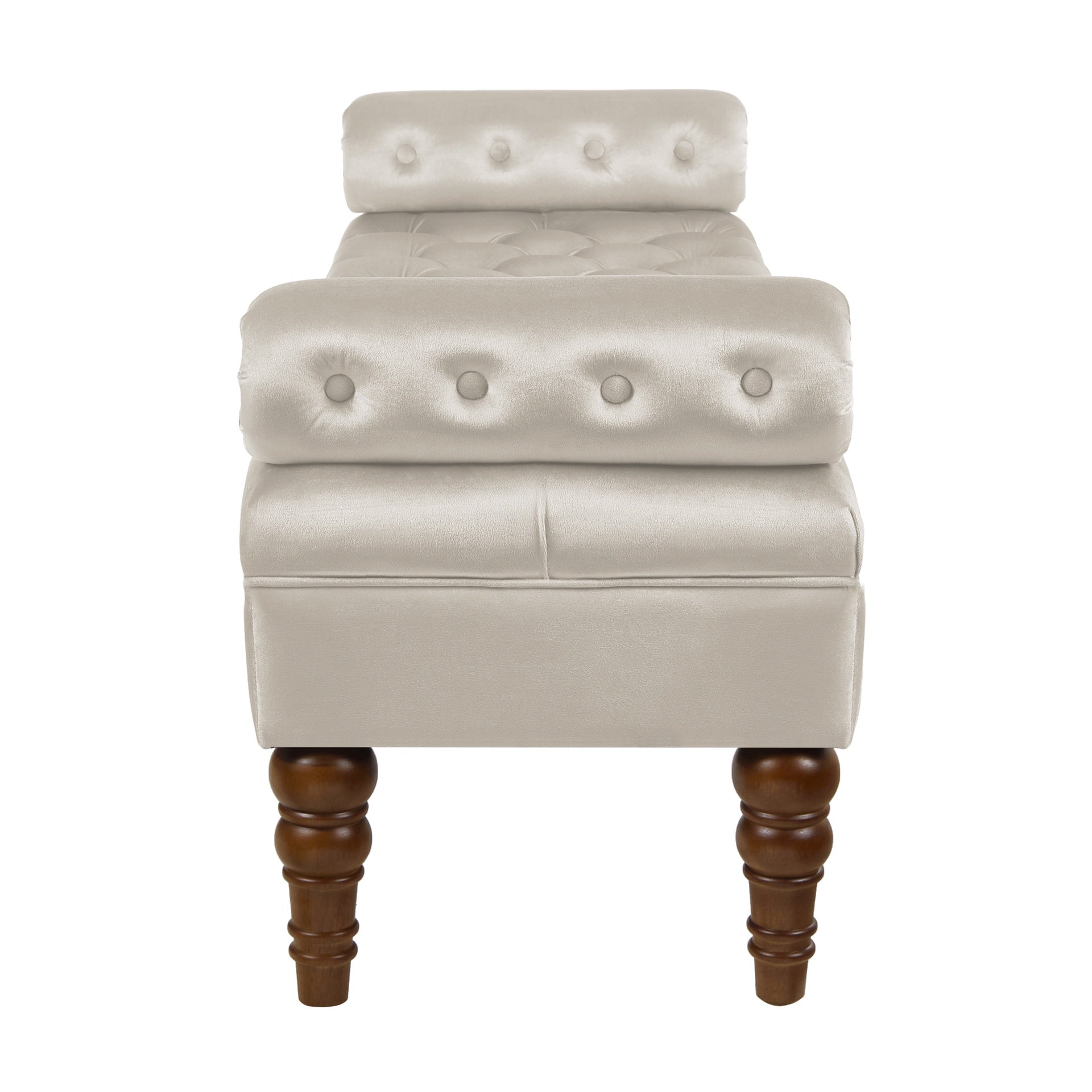 Velvet Long bed Bench for Bedroom,Upholstered Window Bench with Tufted Button,Entryway Bench,Bolster Bench for Living Room-Champagne
