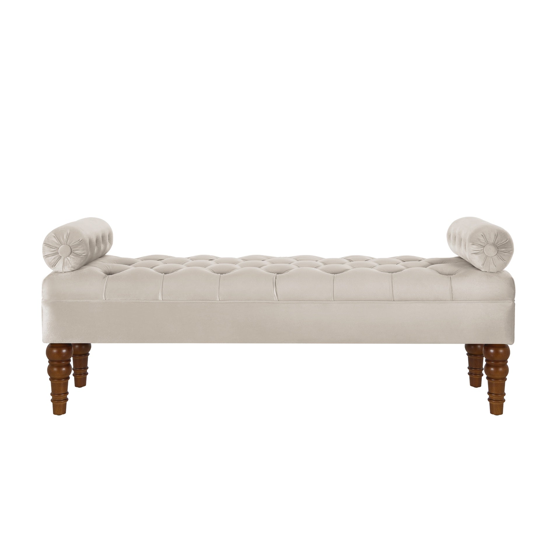 Velvet Long bed Bench for Bedroom,Upholstered Window Bench with Tufted Button,Entryway Bench,Bolster Bench for Living Room-Champagne