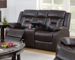 Modern Console Motion Loveseat 1pc Cup Holders Storage Dark Rosy Brown Finish Primary Room Furniture