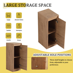 84'' Freestanding Bathroom Vanity with White Ceramic Sink, and 1-Small Storage Cabinet, Soft-Close Door, Imitative Oak, KD-Packing, Plywood