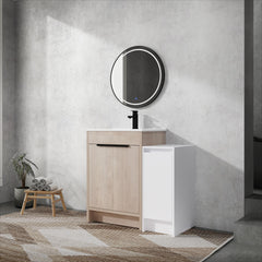 36 Inch Freestanding Bathroom Vanity with Ceramic Sink and Storage Cabinets, Soft Closing Door, 02424+0312 Combination Cabinet, KD-Package