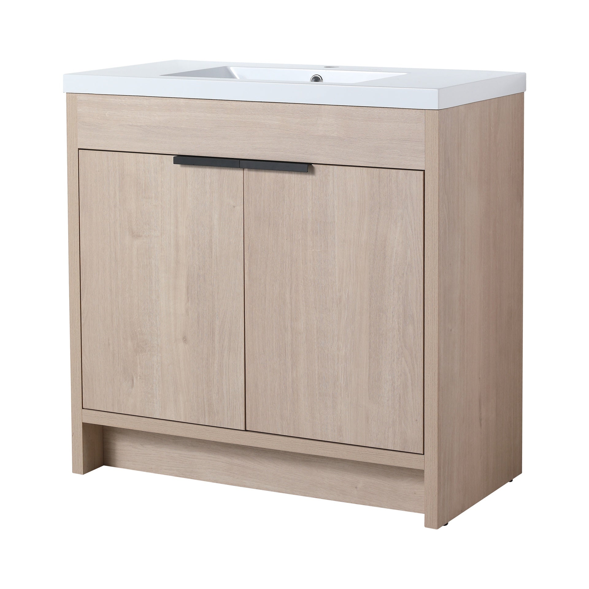 36 Inch Freestanding Bathroom Vanity with White Resin Sink & 2 Soft-Close Cabinet Doors (BVB02436PLO-GRB3640)
