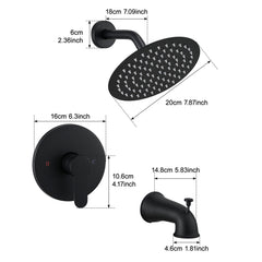 Faucet Modern Matte Black Shower Faucet, Tub and Shower Trim Kit with Single-Spray Touch-Clean Black Shower Round Head, Matte Black  (Valve Not Included)