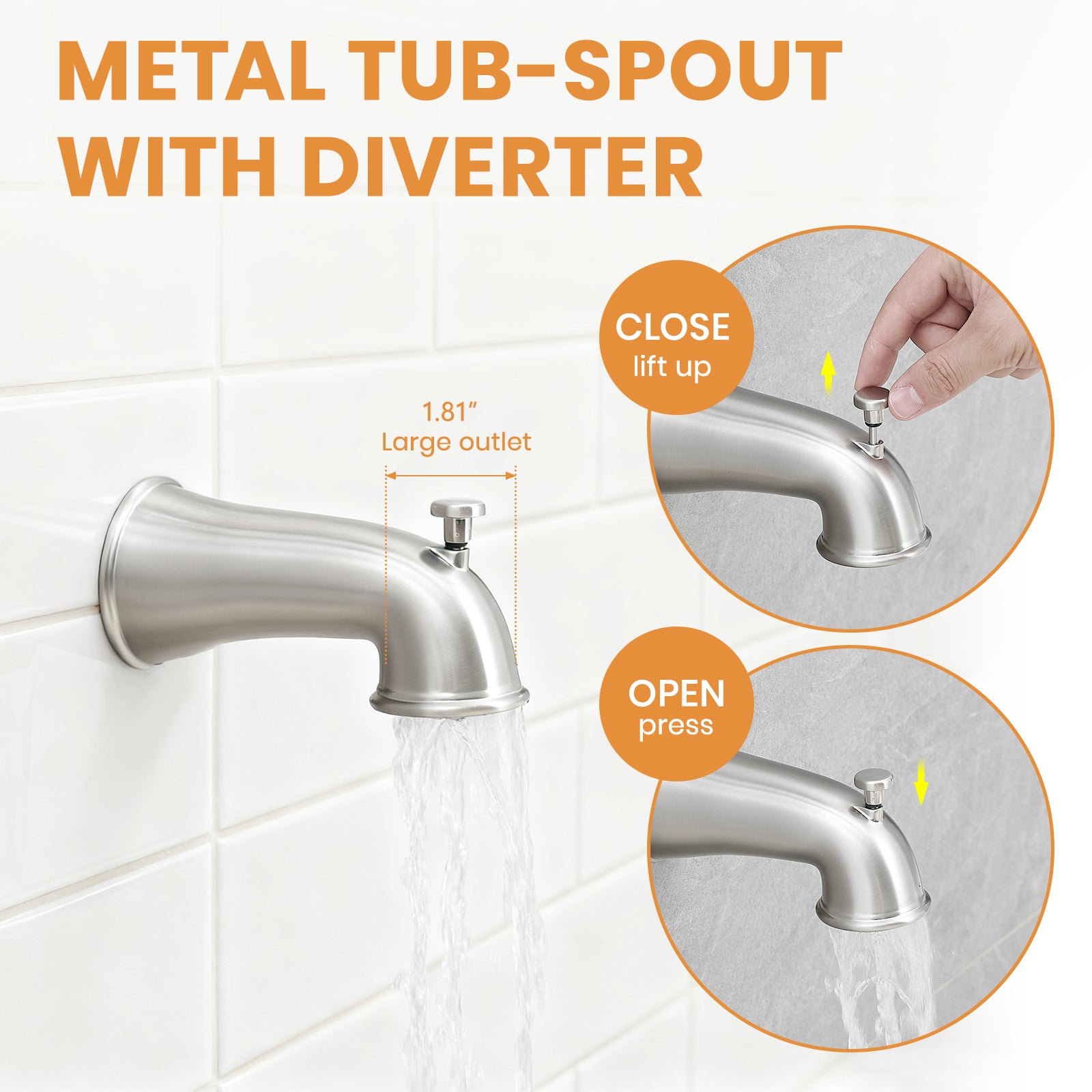 Faucet Modern Brushed Nickel Shower Faucet, Tub and Shower Trim Kit with Single-Spray Touch-Clean Brushed Nickel Round Shower Head, Brushed Nickel (Valve Not Included)