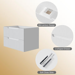 Goodyo 30 Floating Bathroom Vanity Cabinet Wall-Mounted Bathroom Vanity in White, Sink Basin Not Included