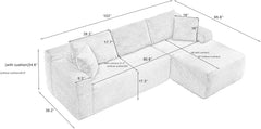 L-Shaped Cloud Sectional Sofa with Deep Seat,No Assembly Required,Modular Couches Sleeper for Living Room,Bedroom,Apartment,Dark Grey