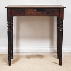 Solid Wood California Walnut Writing Desk, 1-Drawer, Brown