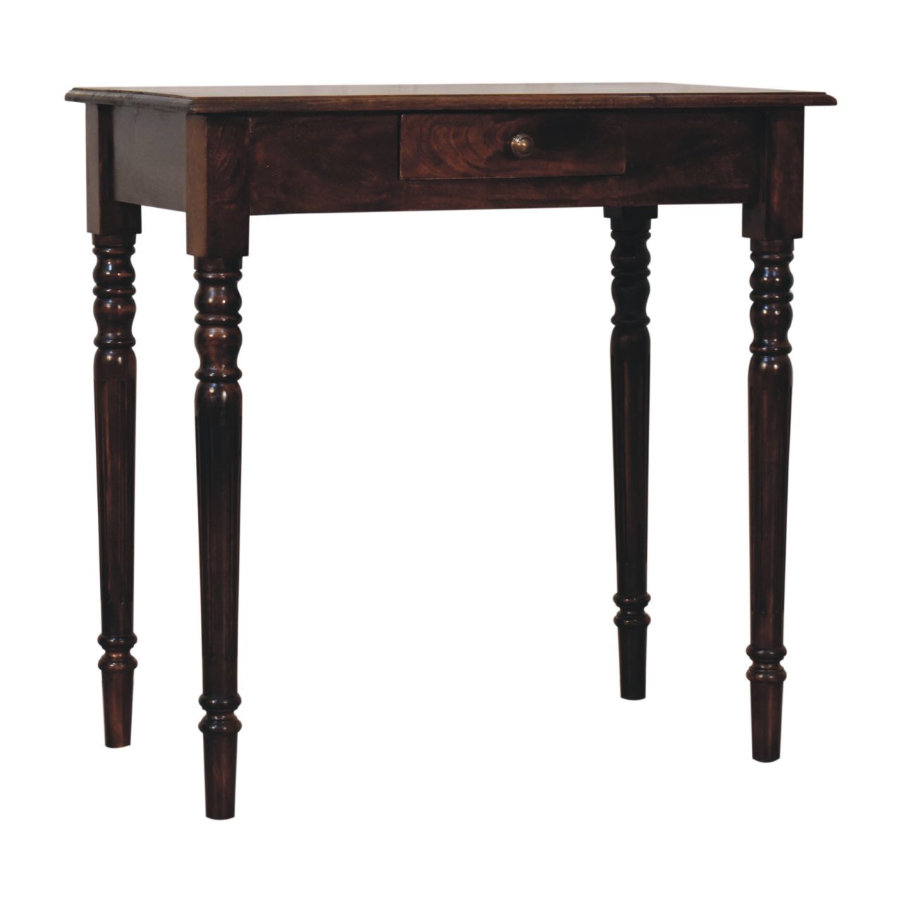 Solid Wood California Walnut Writing Desk, 1-Drawer, Brown
