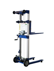 Blue Fixed-Base Manual Hand Crank Stacker,400lbs capacity, 122Max lift height, Blue