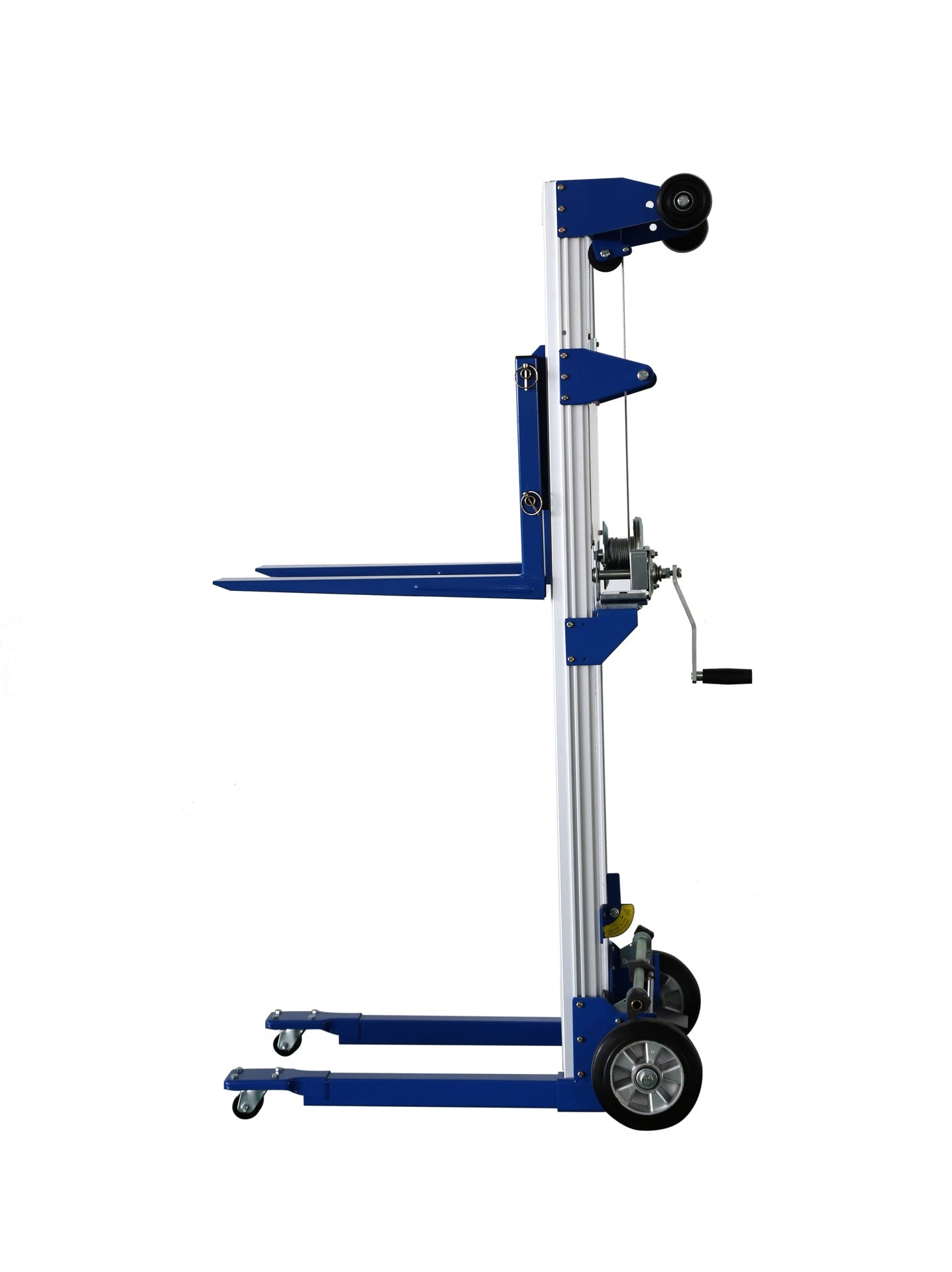 Blue Fixed-Base Manual Hand Crank Stacker,400lbs capacity, 122Max lift height, Blue