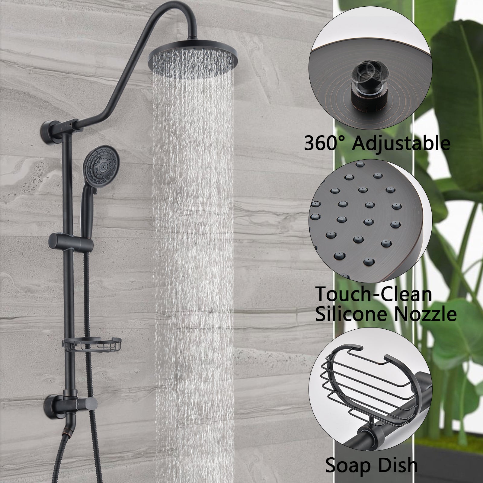 Shower Head with Handheld Shower System with 8" Rain Shower Head (Rough-in Valve Included)
