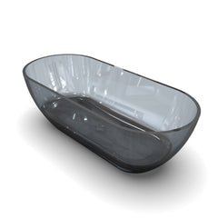 68.9 inch translucent grey blue oval freestanding soaking bathtub for bathroom