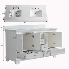 Fully Assembled 60'' Freestanding Double Bathroom Vanity with Artificial Stone