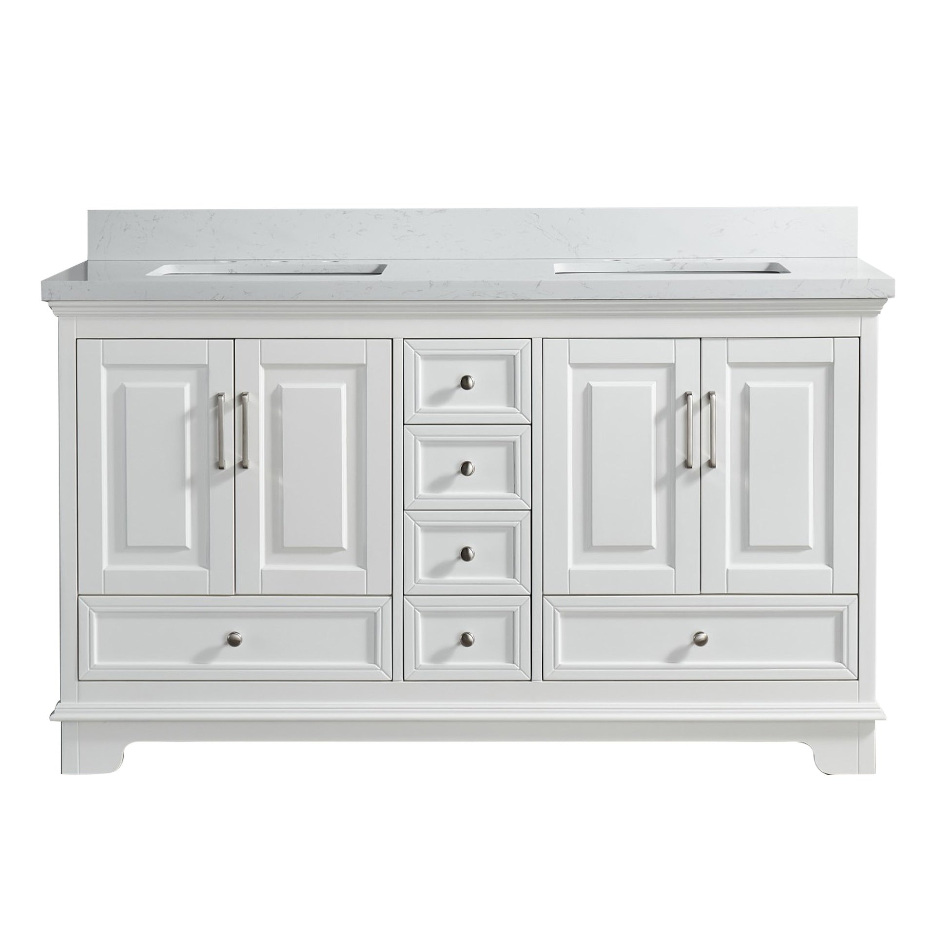 Fully Assembled 60'' Freestanding Double Bathroom Vanity with Artificial Stone