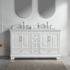 Fully Assembled 60'' Freestanding Double Bathroom Vanity with Artificial Stone
