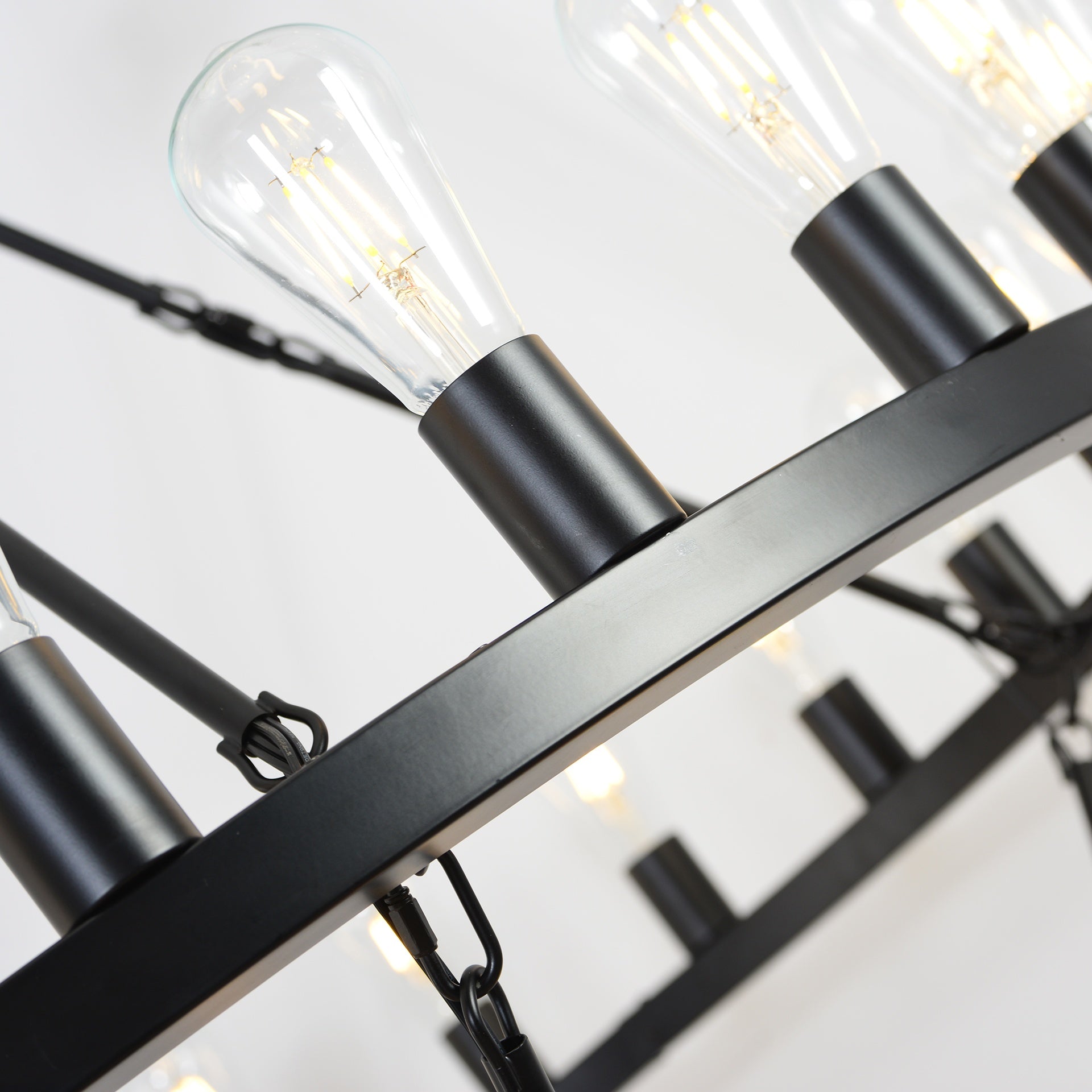 47.24 Inch Matte Black Wagon Wheel Chandelier With 36-Lights (24+12) (No Bulbs)