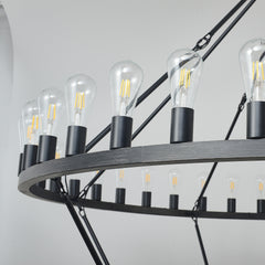 59.06 Inch Matte Black Wagon Wheel Chandelier 54-Lights(No Bulbs)