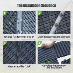 Patio Interlocking Deck Tiles, 12"x12" Square Composite Decking Tiles, Four Slat Plastic Outdoor Flooring Tile All Weather for Balcony Porch Backyard, (Dark Gray, Pack of 27)