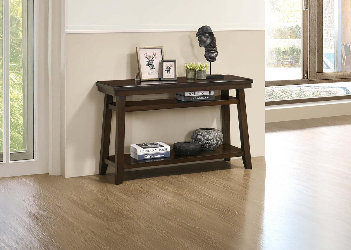Bold Simple Walnut Finish 1pc Console Table Under-Table Shelf Storage Living Room Sofa Table Rubberwood Veneer