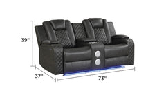 BENZ LED & Power Reclining Loveseat Made With Faux Leather in Gray  same as 659436213258 (CA inventory)