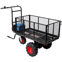 Electric Transportation Cart, 24V DC 700W Motor Powered Utility Garden Wagon Dump Cart, 660 lbs Load Capacity with Metal Handle & 13" Track Wheels, Yard Cart & Wagons for Lawn. Black Color