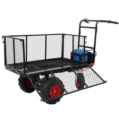 Electric Transportation Cart, 24V DC 700W Motor Powered Utility Garden Wagon Dump Cart, 660 lbs Load Capacity with Metal Handle & 13" Track Wheels, Yard Cart & Wagons for Lawn. Black Color