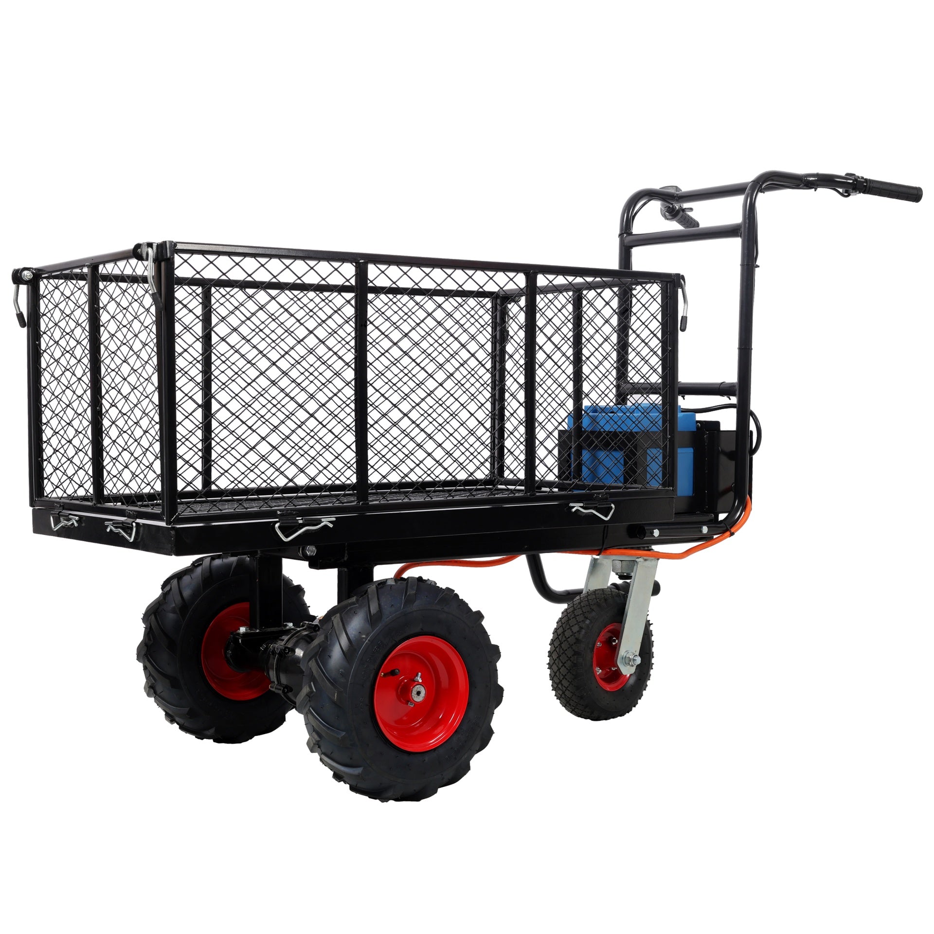 Electric Transportation Cart, 24V DC 700W Motor Powered Utility Garden Wagon Dump Cart, 660 lbs Load Capacity with Metal Handle & 13" Track Wheels, Yard Cart & Wagons for Lawn. Black Color