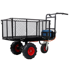 Electric Transportation Cart, 24V DC 700W Motor Powered Utility Garden Wagon Dump Cart, 660 lbs Load Capacity with Metal Handle & 13" Track Wheels, Yard Cart & Wagons for Lawn. Black Color