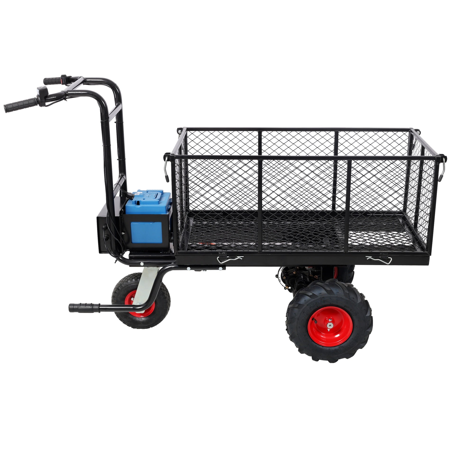 Electric Transportation Cart, 24V DC 700W Motor Powered Utility Garden Wagon Dump Cart, 660 lbs Load Capacity with Metal Handle & 13" Track Wheels, Yard Cart & Wagons for Lawn. Black Color
