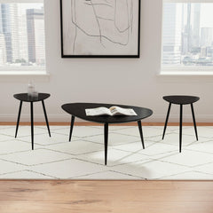Xander Black 3-piece Triangular Coffee and End Table Set