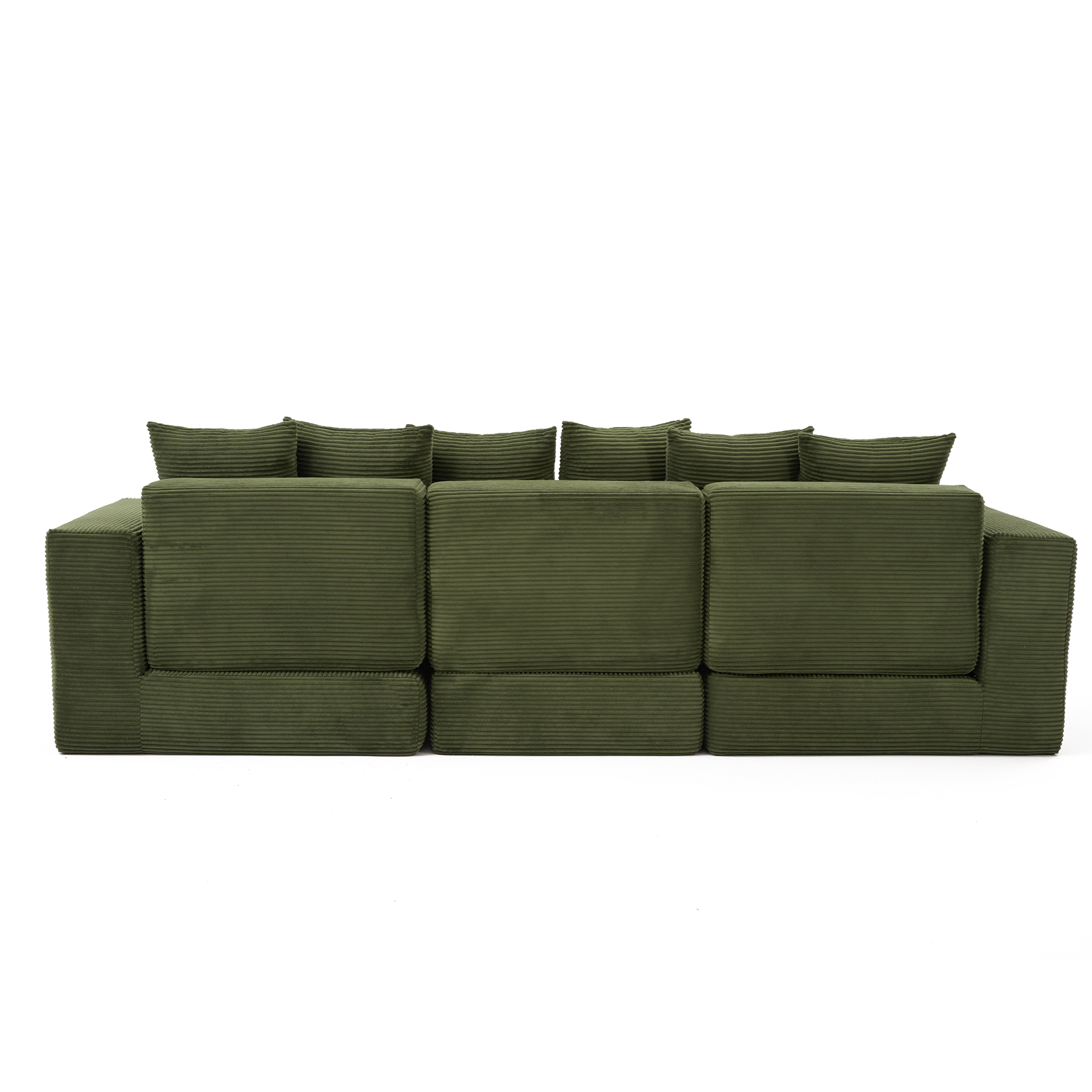 [NEW ARRIVED] [VIDEO PROVIDED]10-in-1 Convertible Sofa Sectional ,Corner Couch , Convertible Floor Sleeper Sofa,Corduroy,Side Pocket,No Assembly,DIY,L Shaped Modular Sofa,6 Pillows,Green