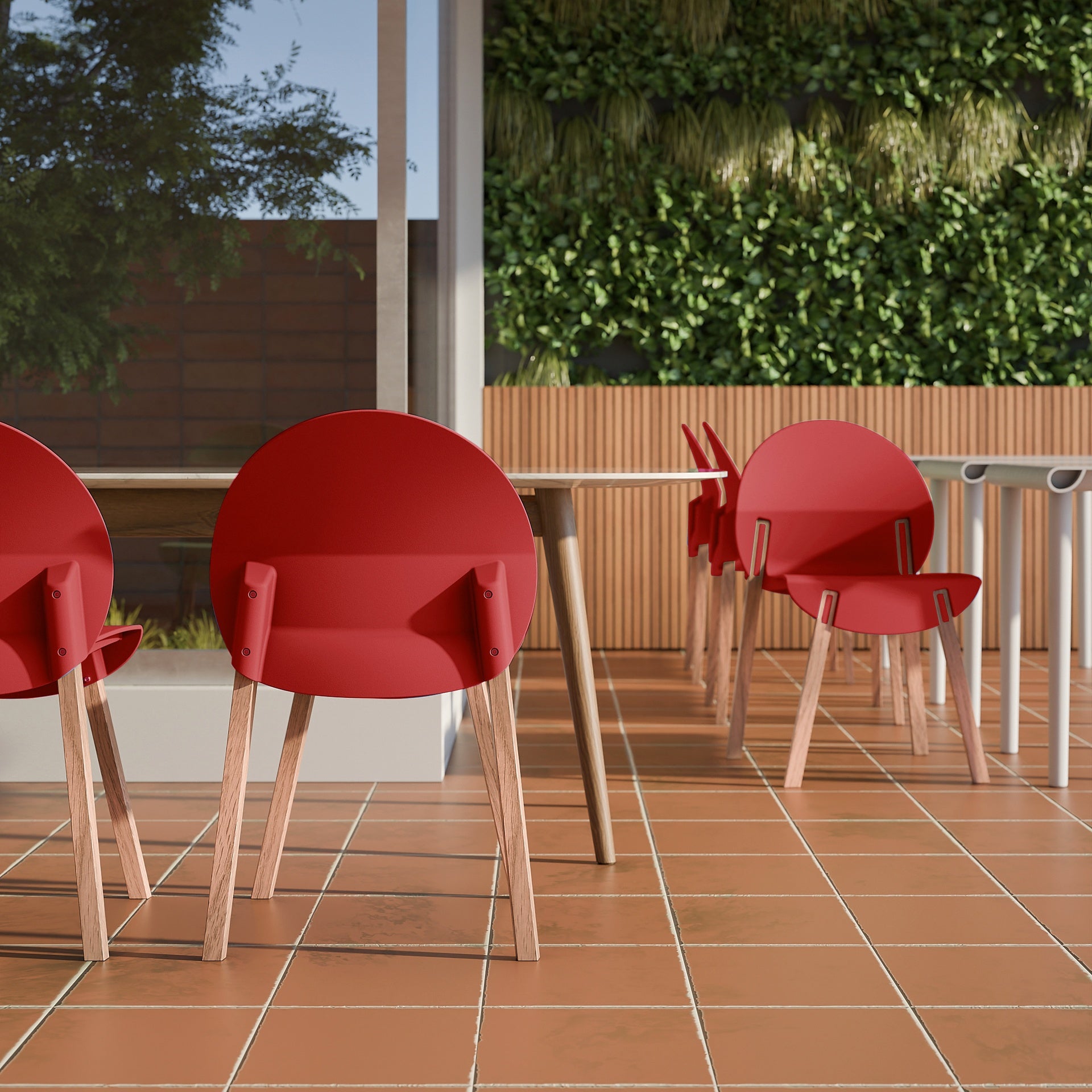 Holiday - 4-Pack Crimson Chairs – Red Oak Wood Legs & PP Seat, Indoor Dining & Living Room Furniture Set